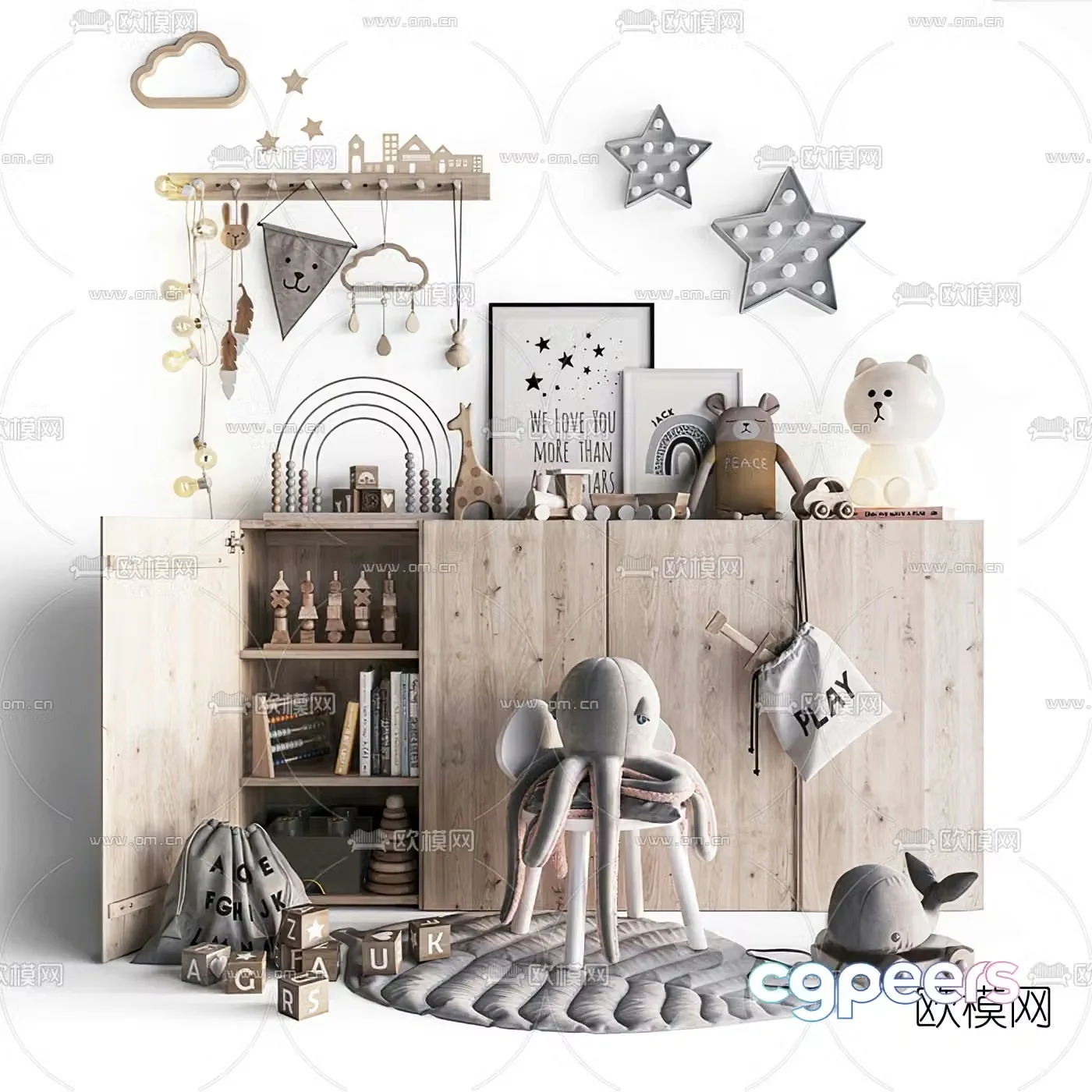 Nordic log children’s cabinet 3d model
