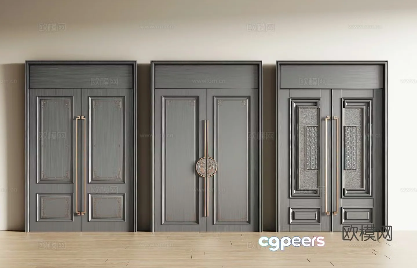 Modern home entrance door combination 3D model