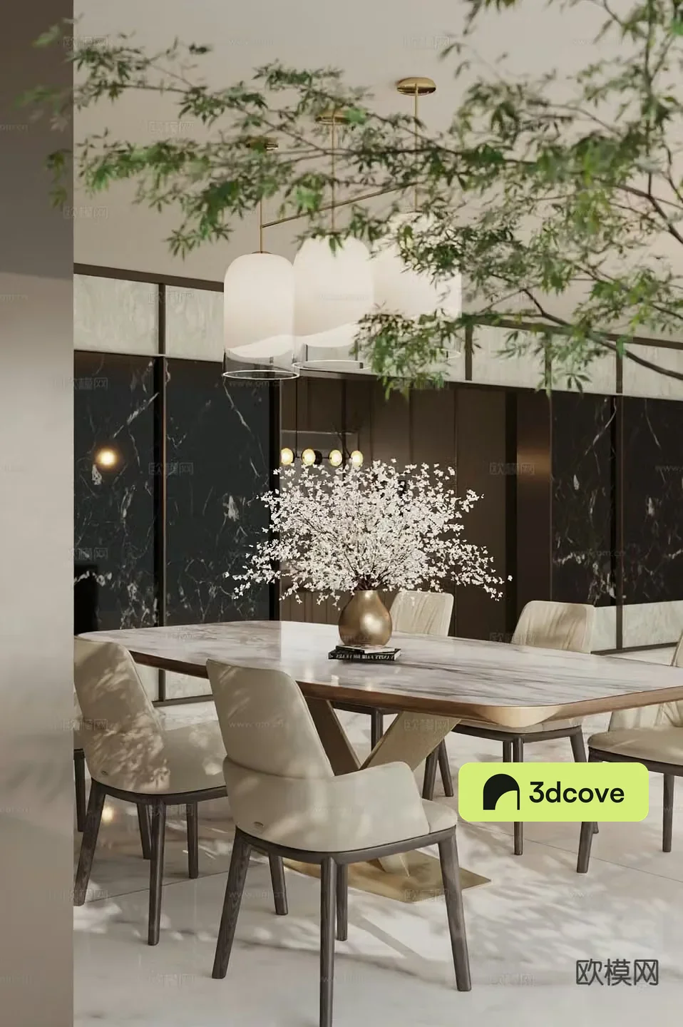 Modern dining table and chairs