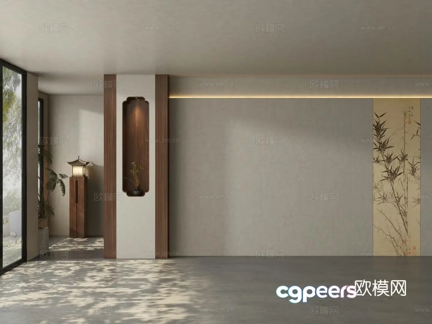 New Chinese style tea room background wall 3d model