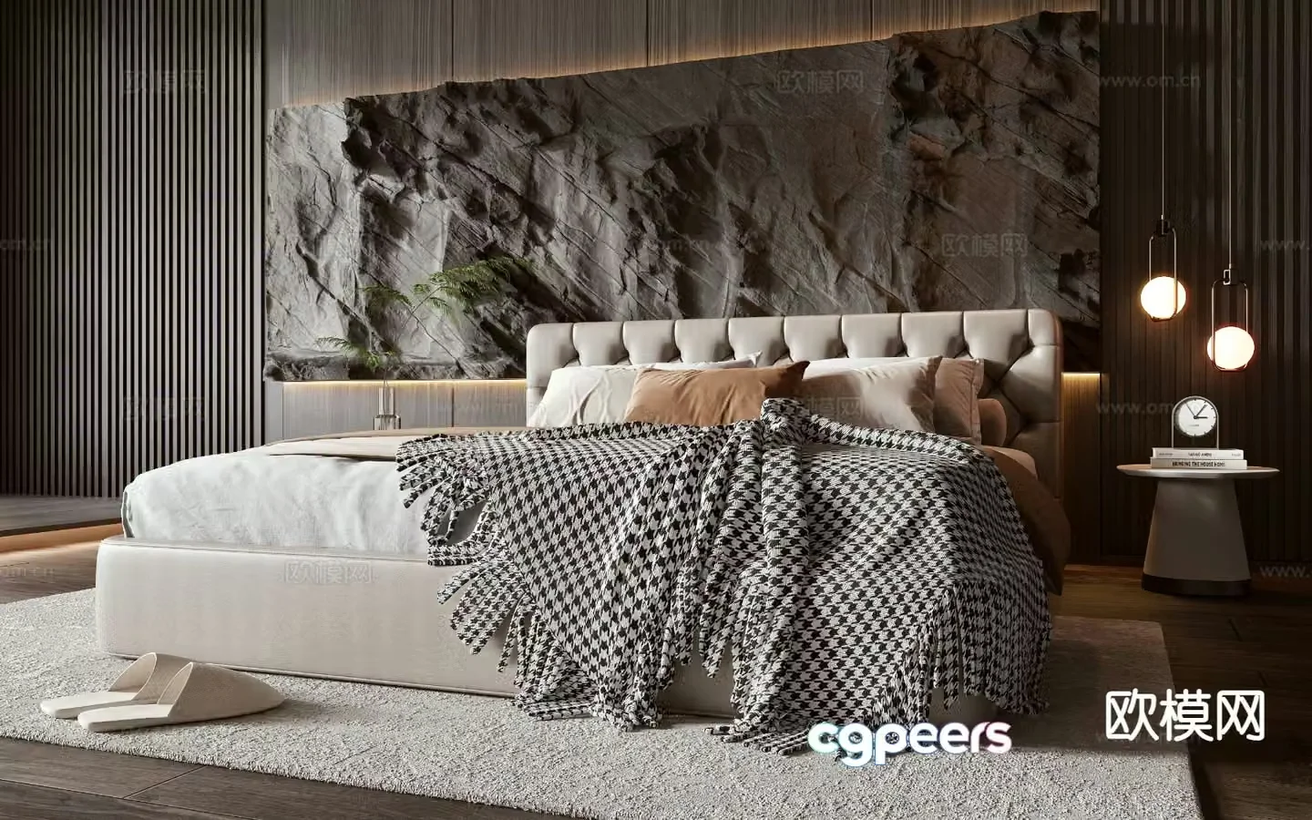 Modern double bed 3d model