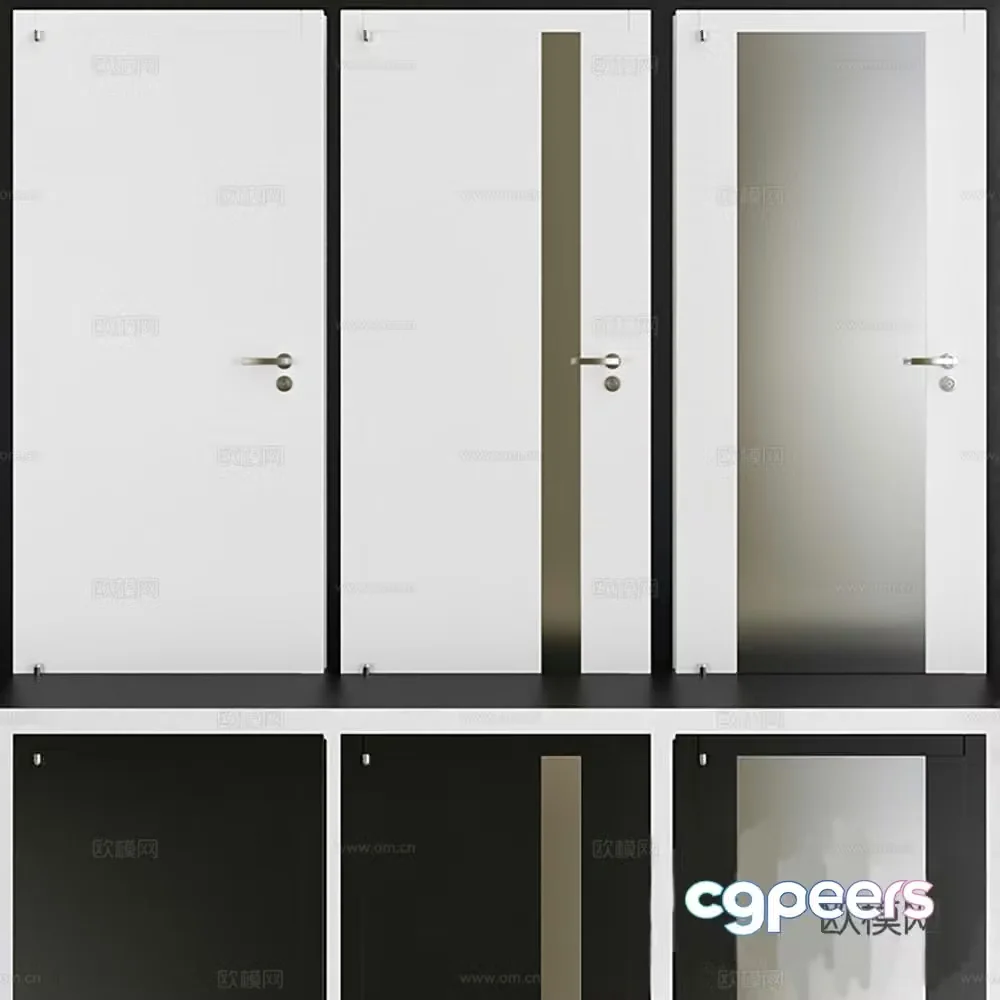 Modern swing door interior door 3d model