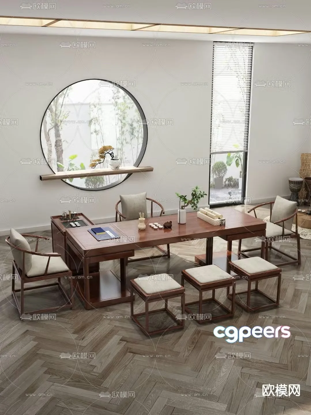 New Chinese style tea table tea table 3d model