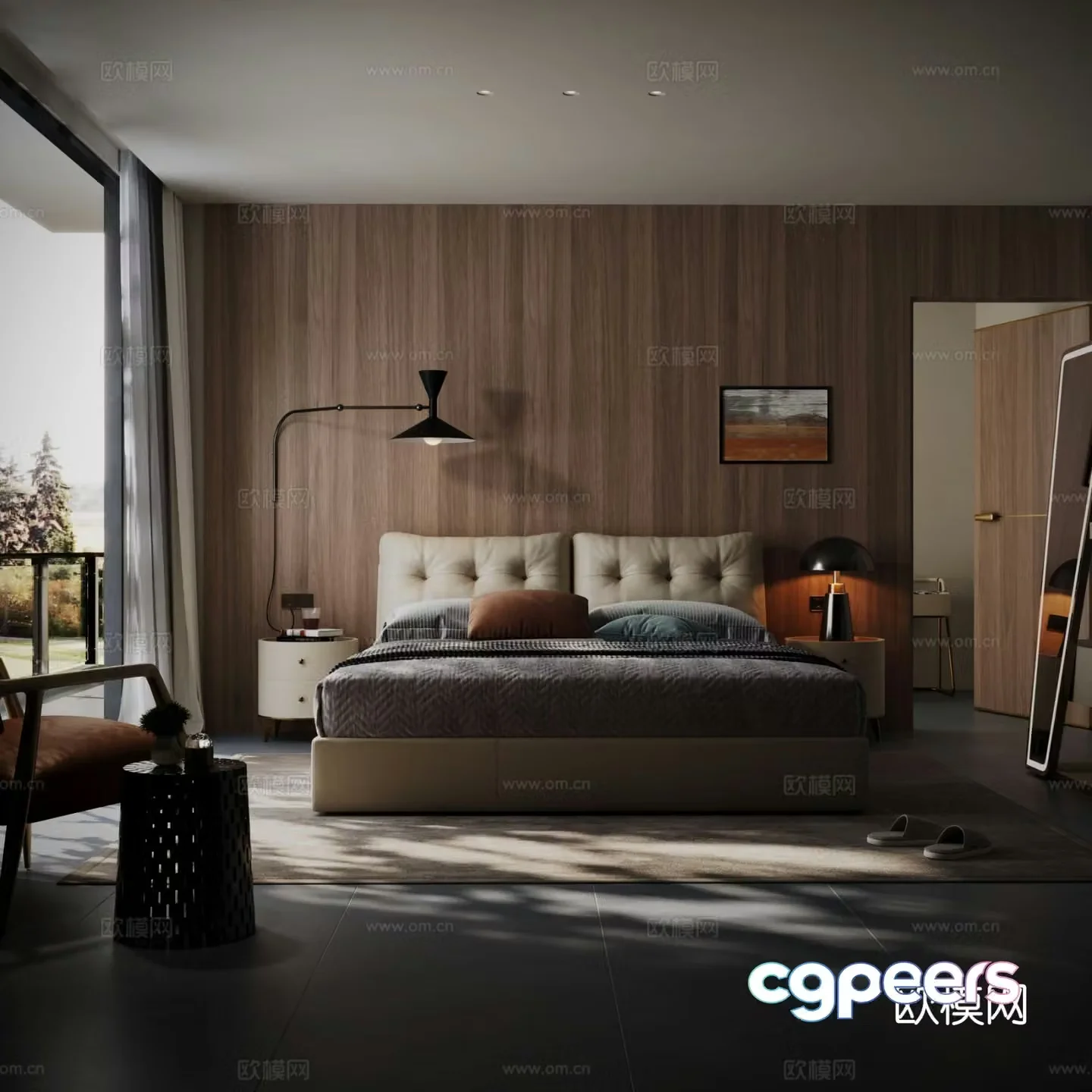 Wabi-sabi double bed 3d model