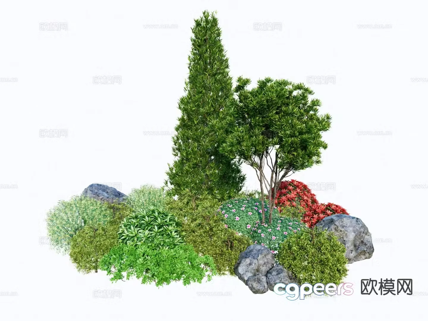 Modern landscape plants Garden shrubs Plant pile 3d model