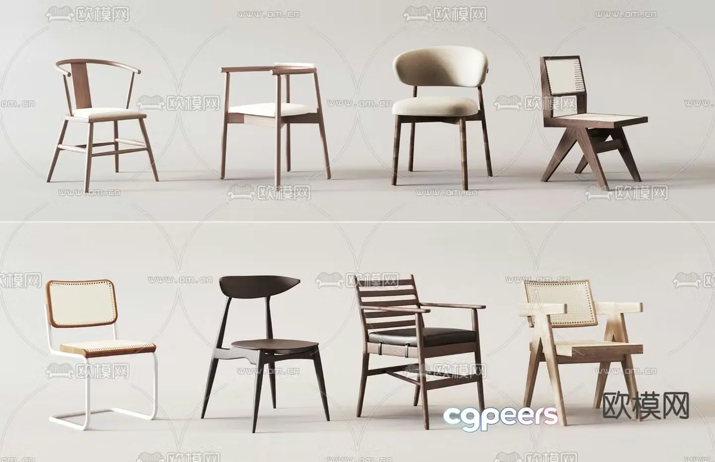 Wabi-sabi chair dining chair single chair 3d model