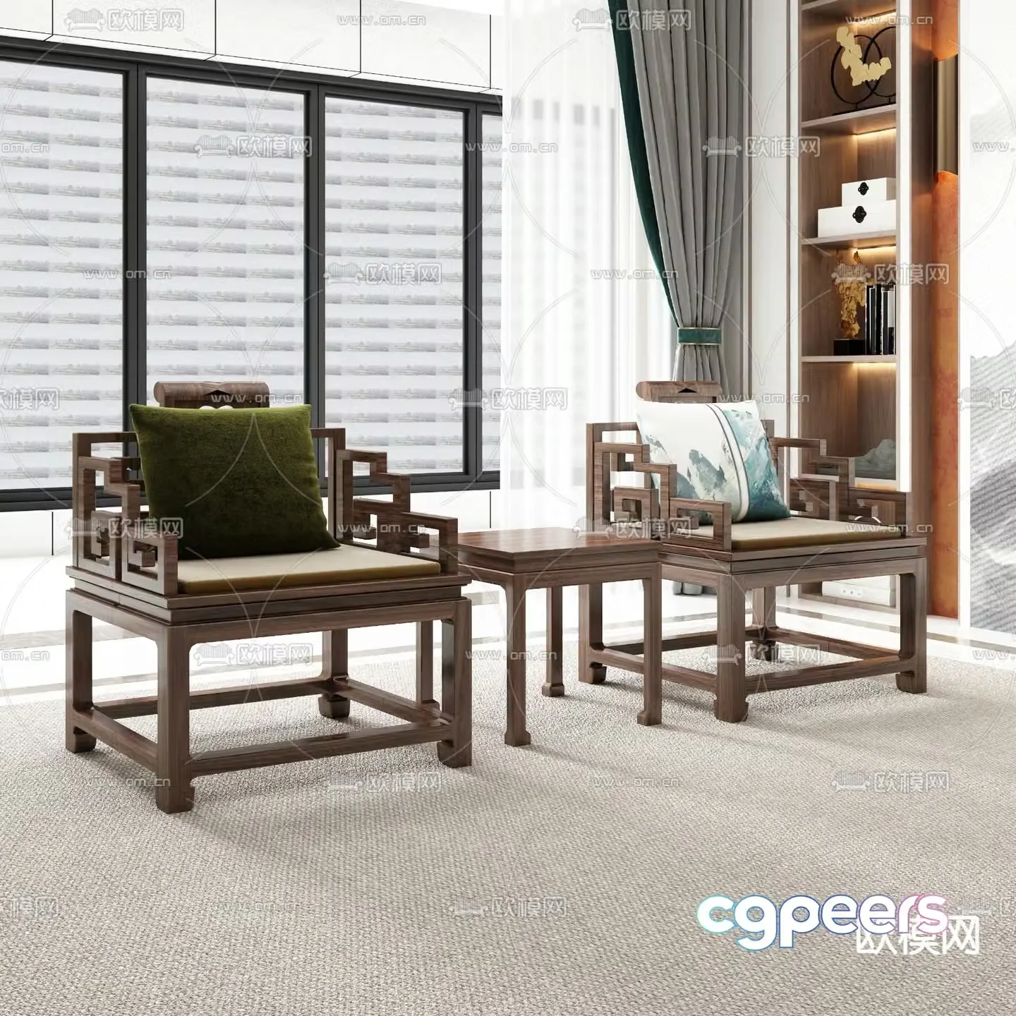 Chinese style chair leisure chair 3d model
