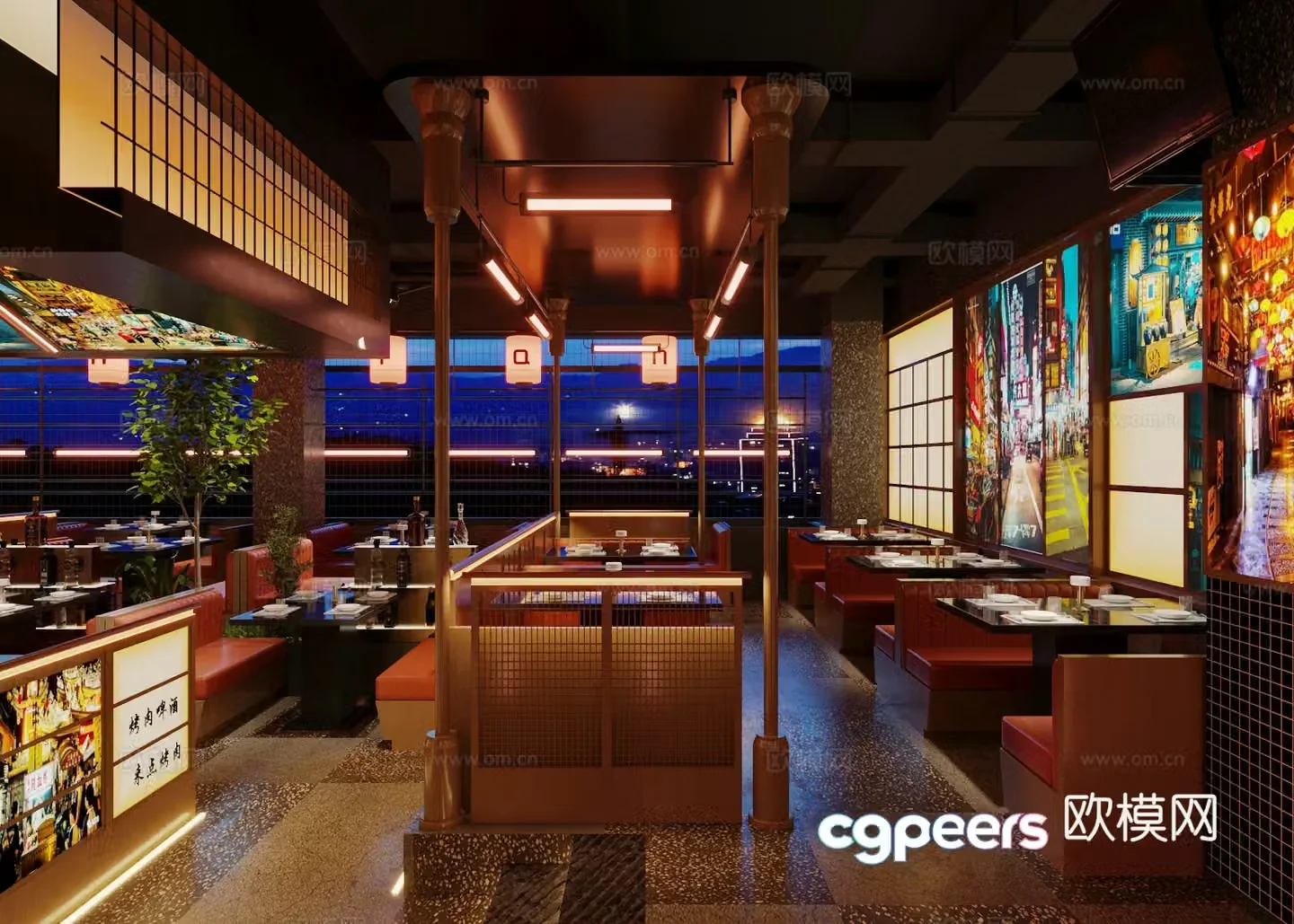 Modern buffet restaurant Hotpot restaurant Tea restaurant Barbecue barbecue restaurant booth area Restaurant 3d model