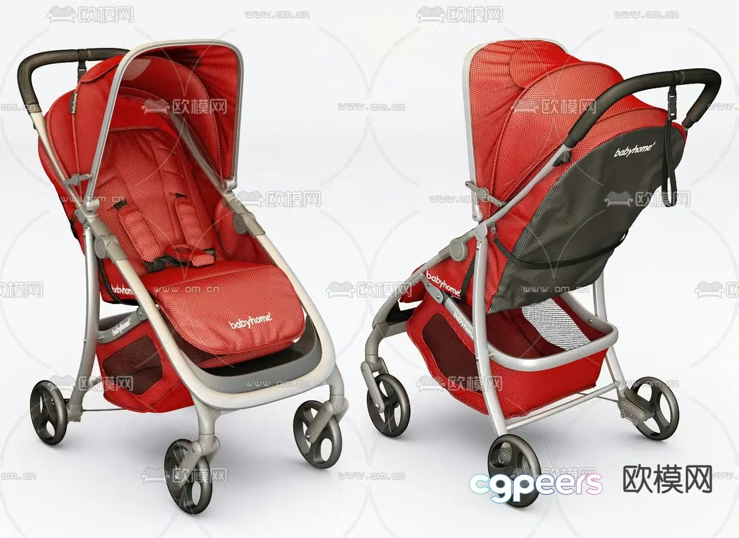 Modern baby stroller 3d model