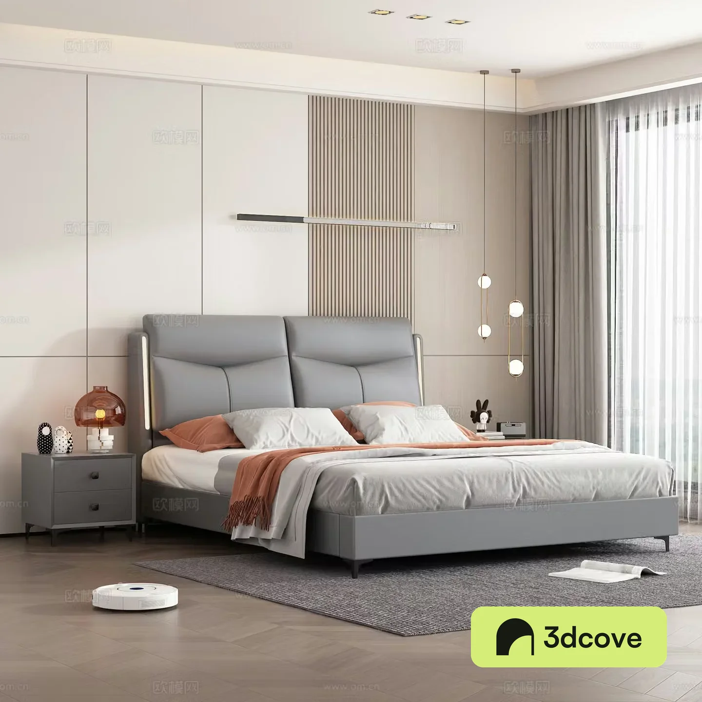 Double bed leather soft pack double bed master bedroom leather bed bedroom bed nightstand bed
