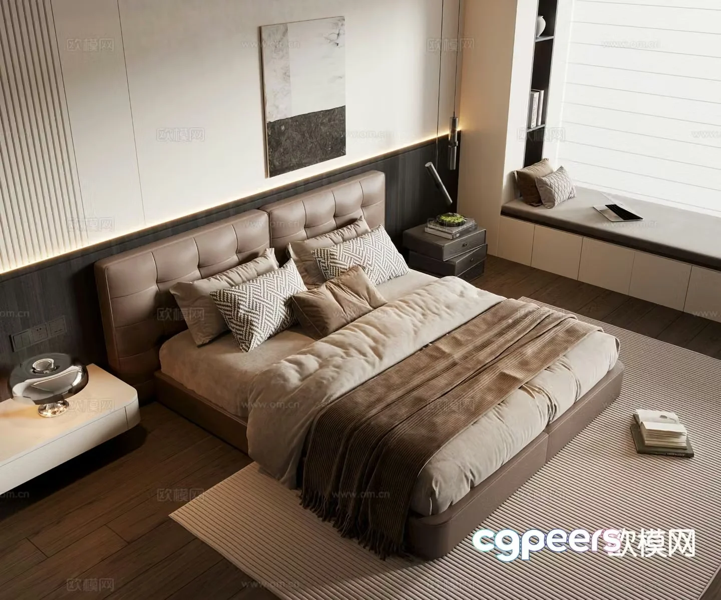 Modern double bed 3d model