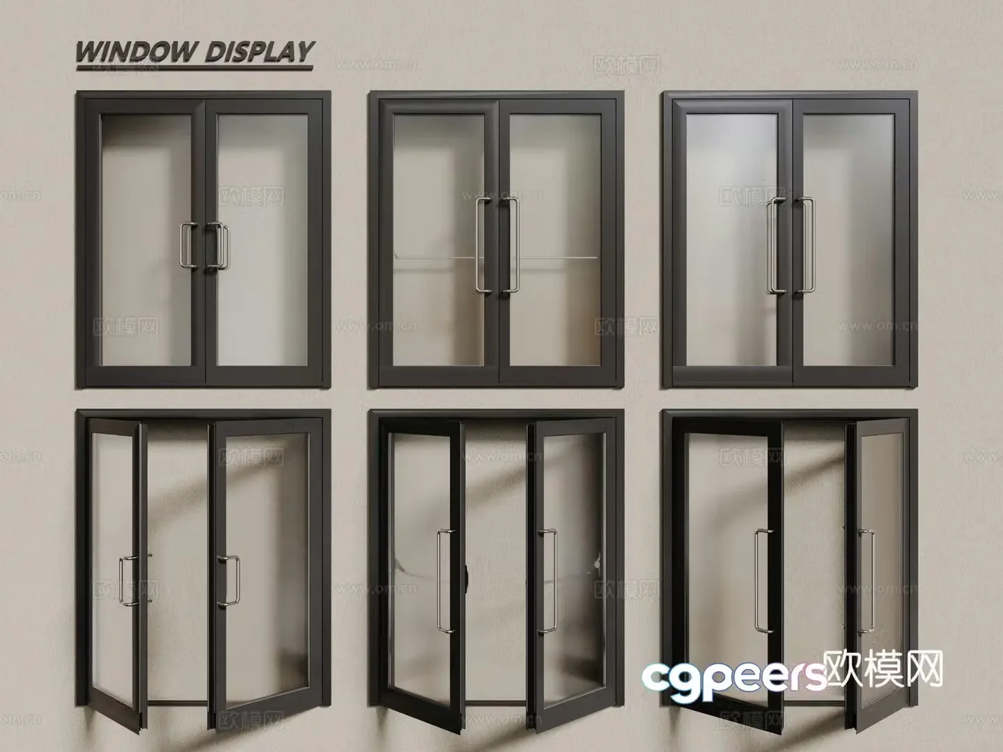 Modern double door KFC door shop door 3d model