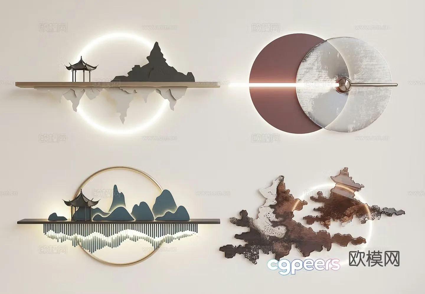 New Chinese style wall decoration 3D model