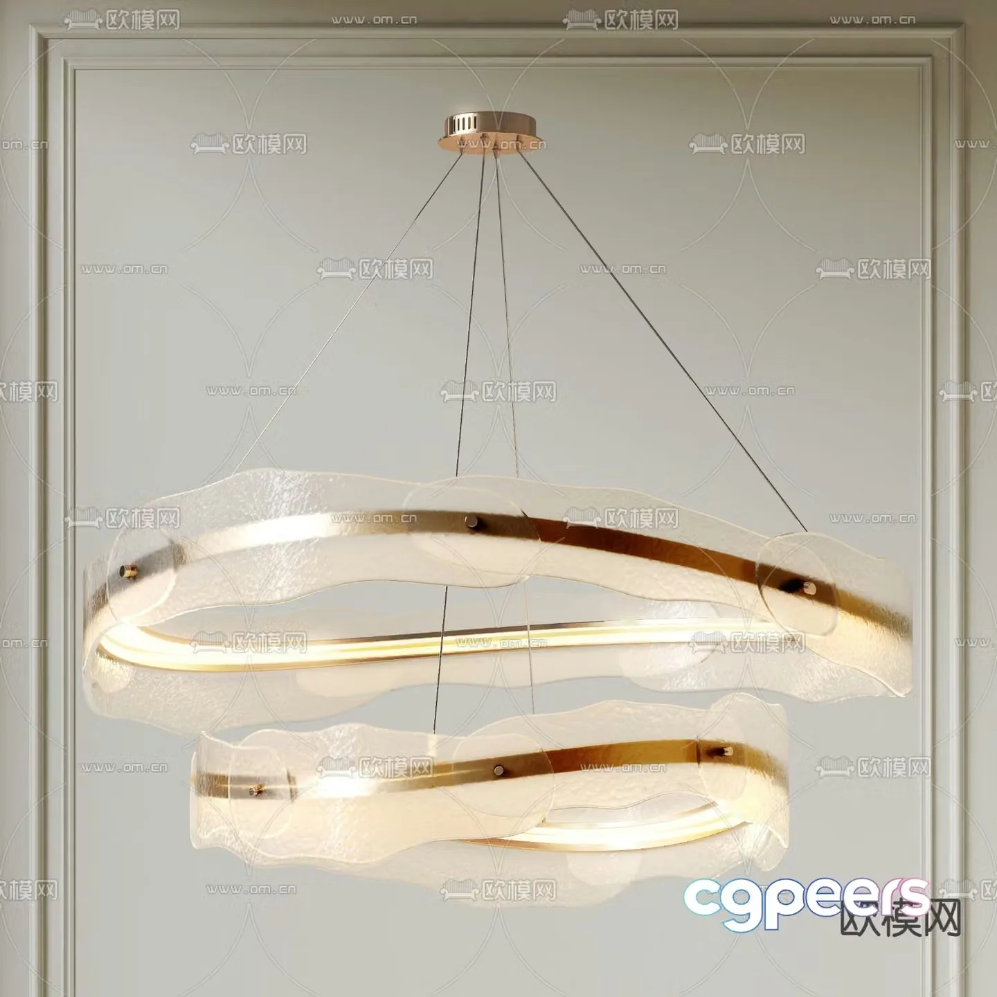 Light luxury chandelier ring chandelier 3d model
