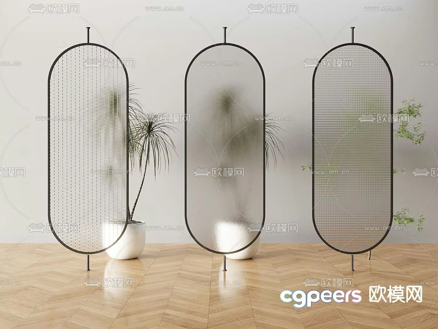 Frosted glass partition 3d model