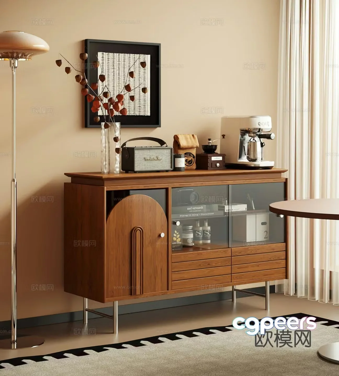 Medieval style sideboard and entrance cabinet 3D model