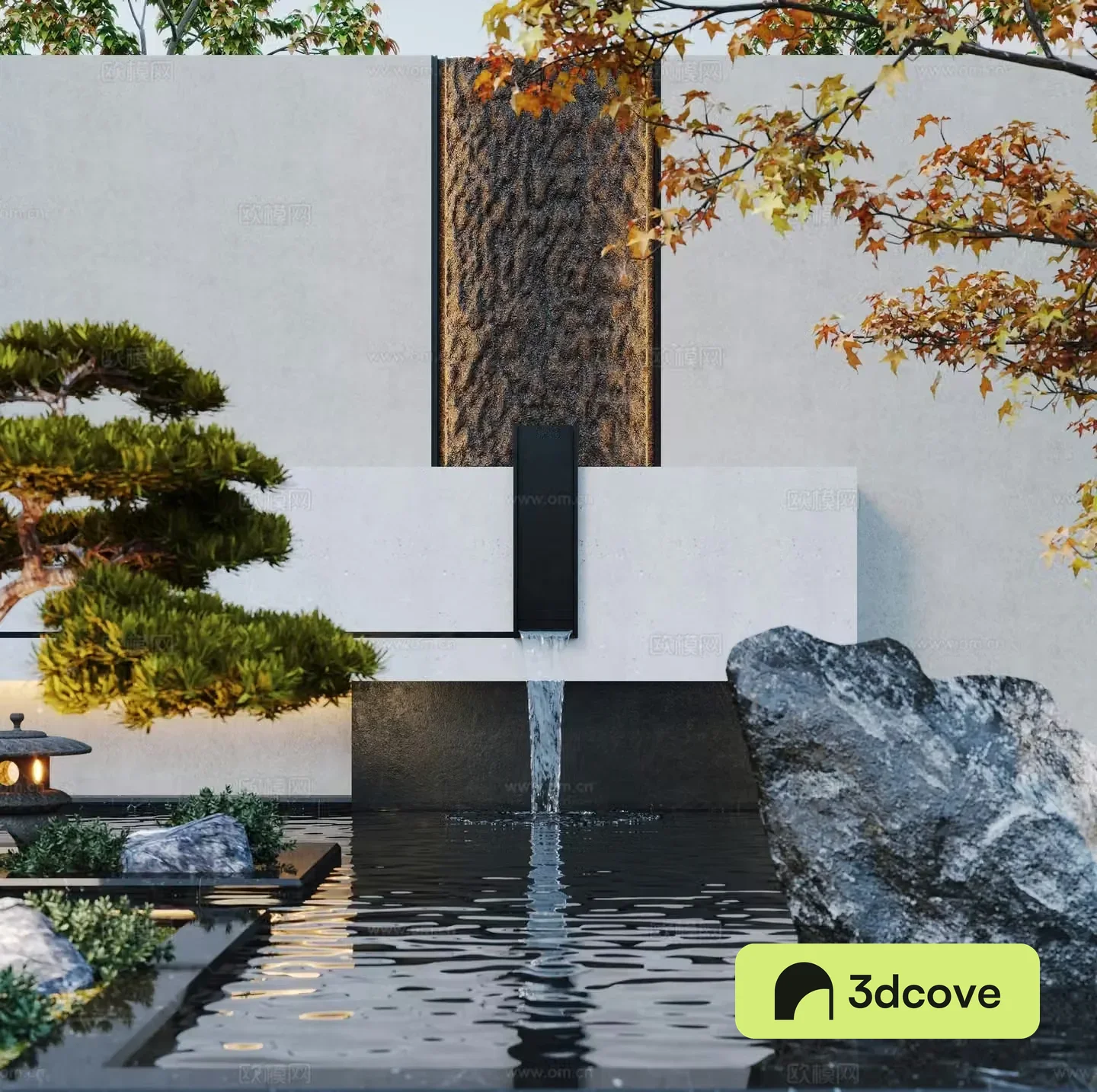 New Chinese style water feature wall landscape wall overlapping water courtyard water feature