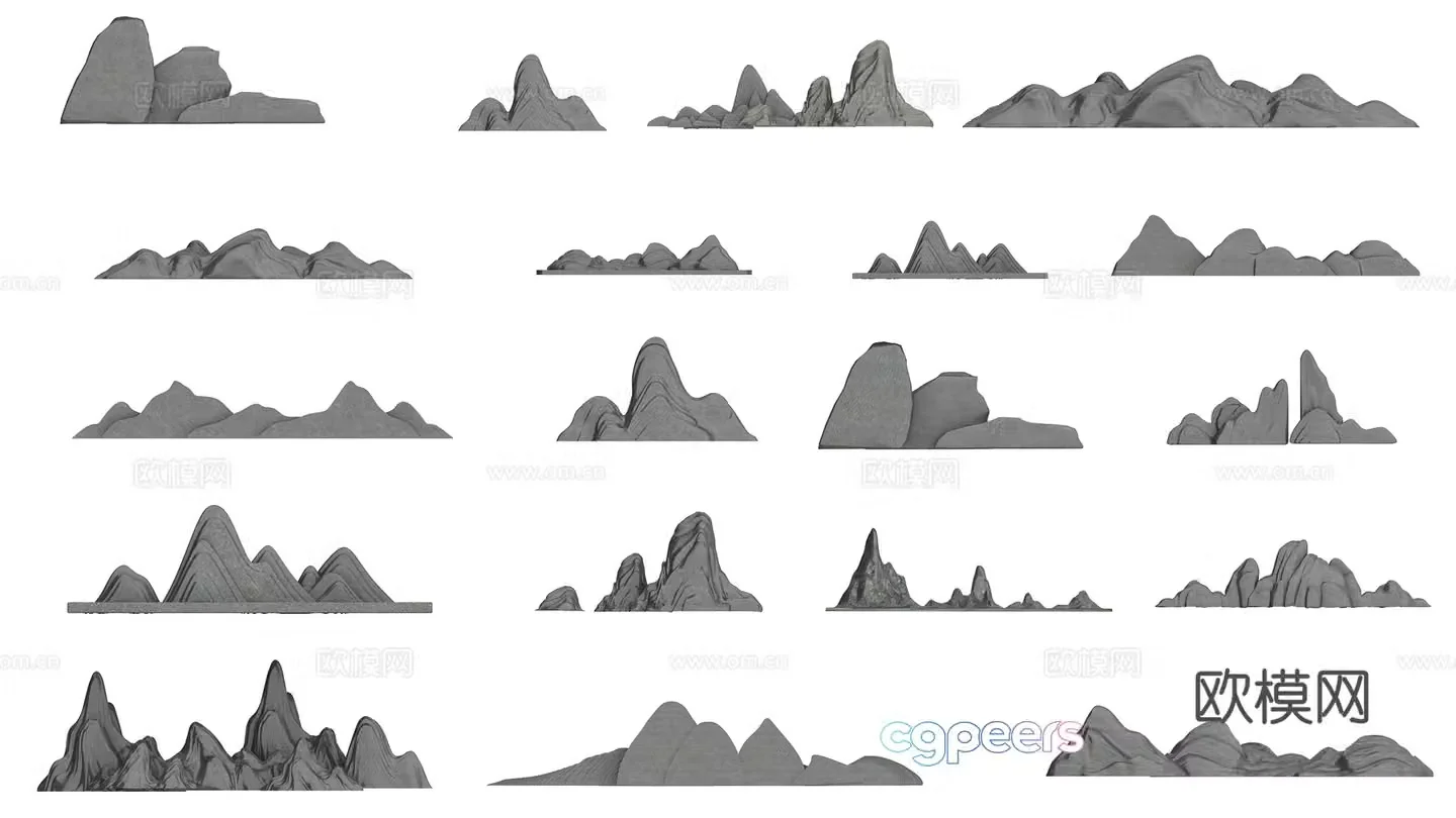Chinese -style Guo Chaoya Rocked Mountain Line Mountain Stone 3D Model