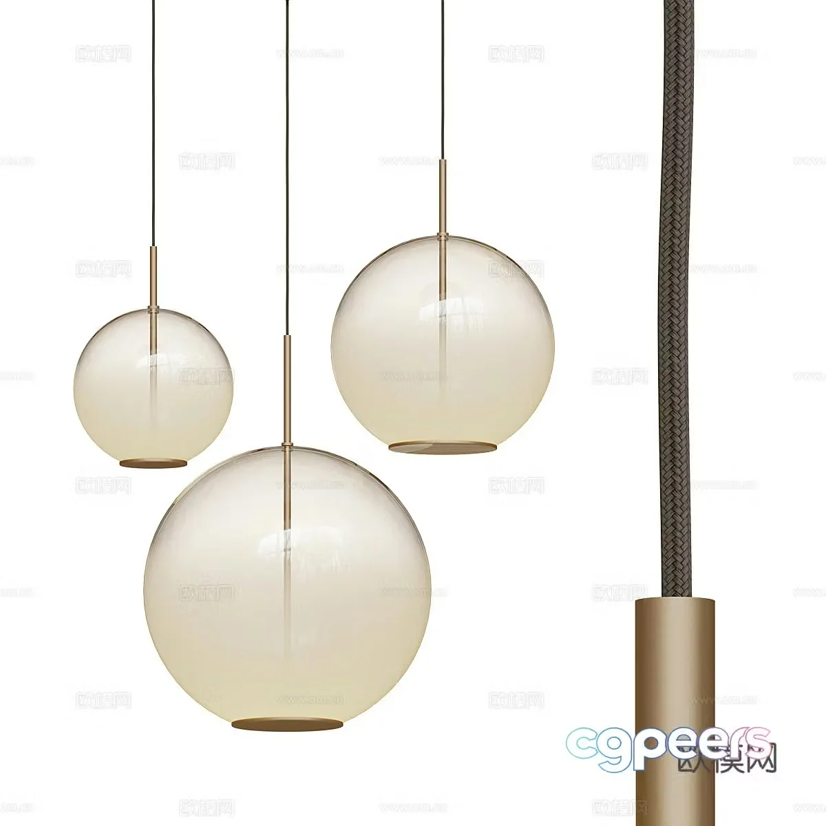 New Chinese style glass chandelier 3D model