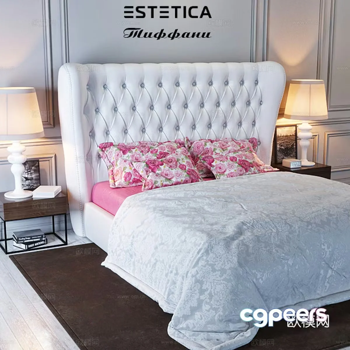 Background double bed 3d model