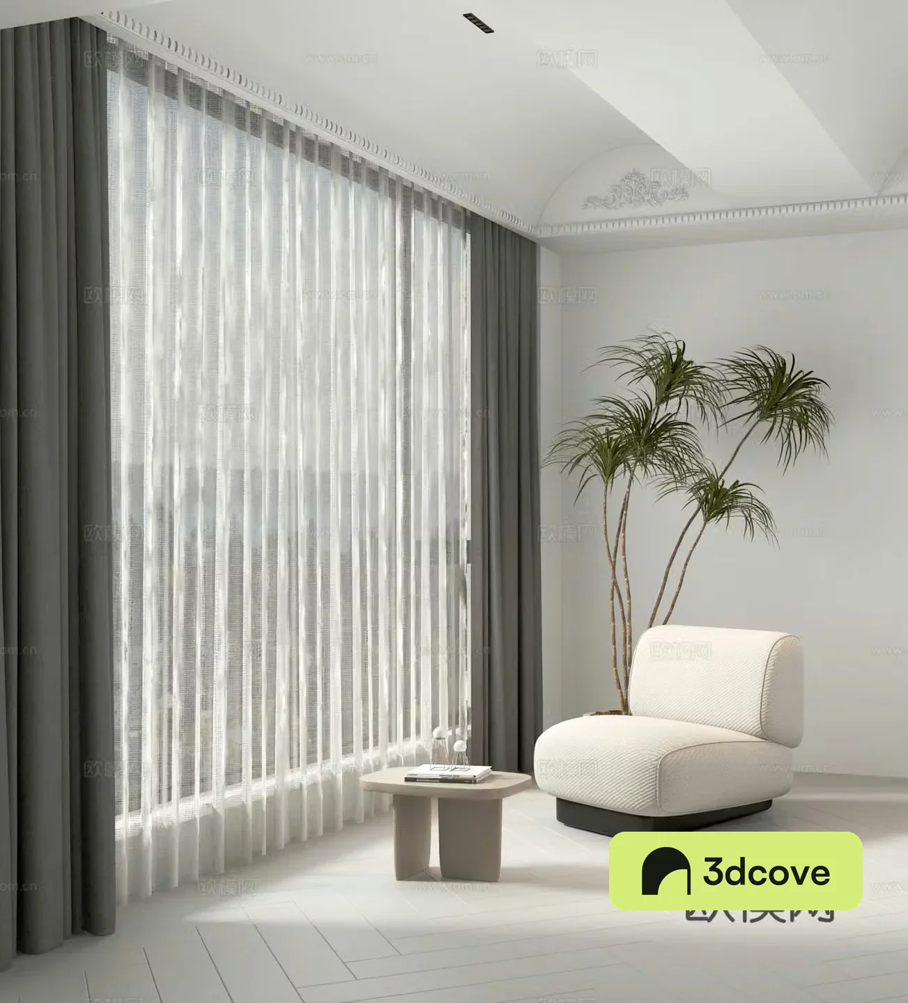 Modern curtains and screen casual sofa