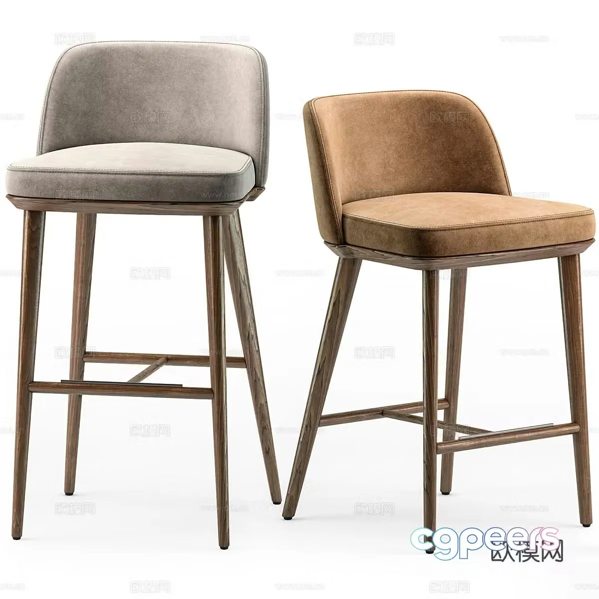 Middle-aged style bar chair Fabric bar chair Bar chair Bar stool 3D model