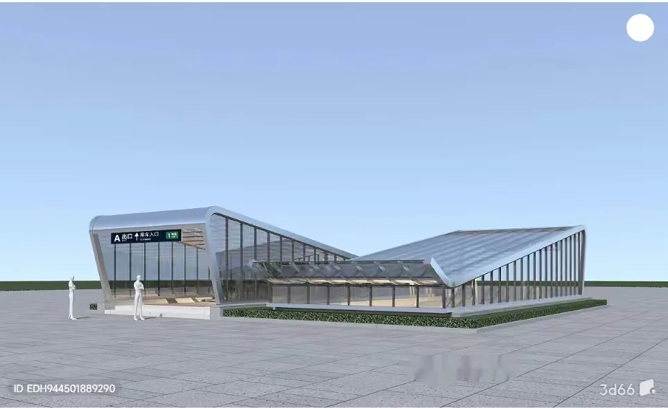 The Main Subject Is A Modern Building With A Glass Facade Featuring A Unique 3D Model – 8469 – VRAY Render