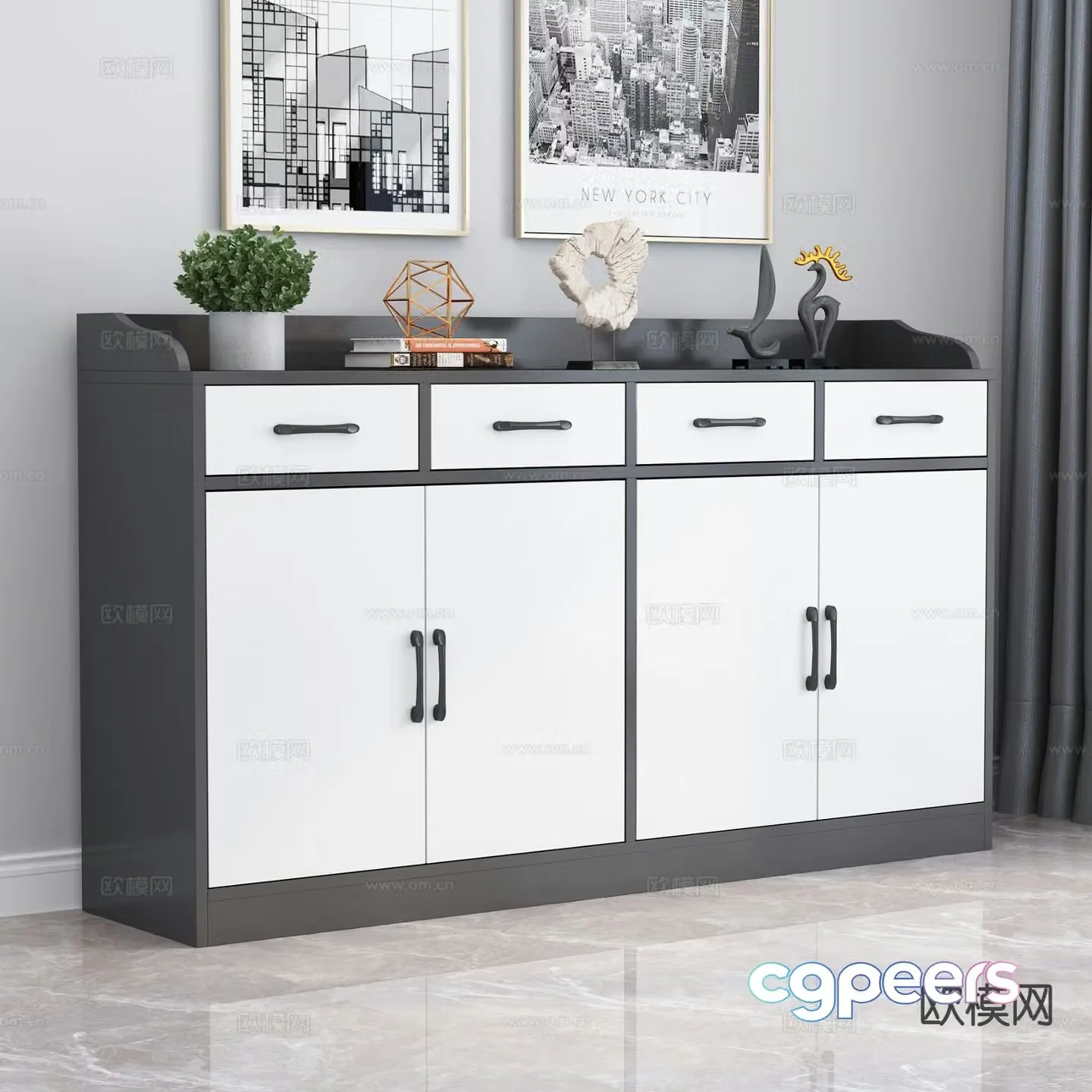 Modern side cabinet entrance cabinet 3d model