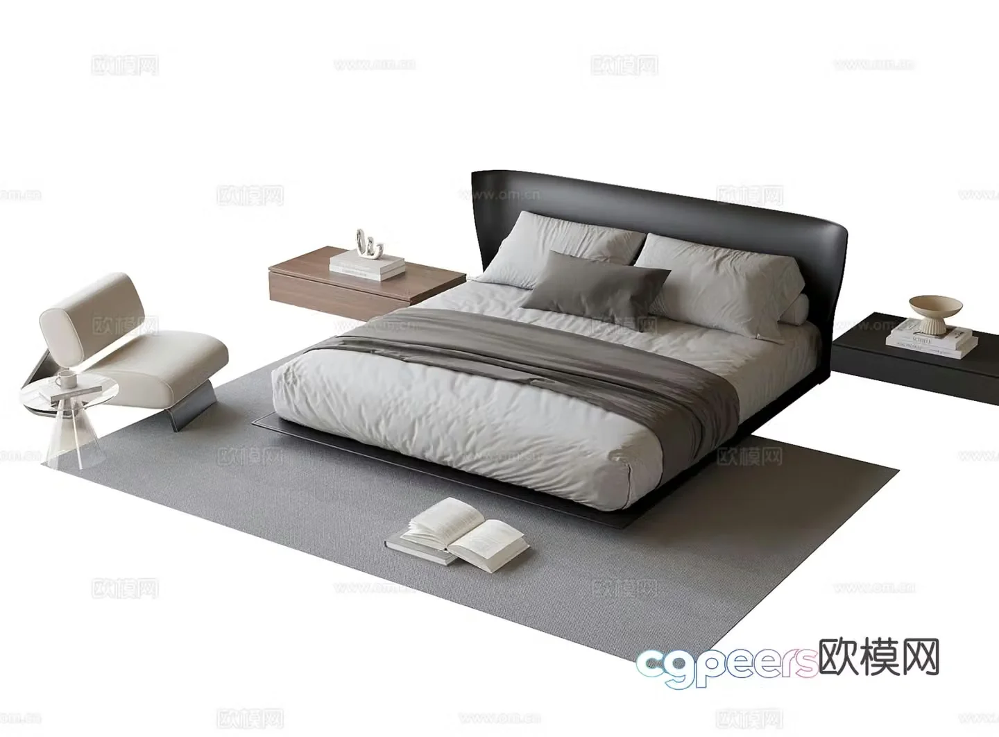 Modern double bed 3d model