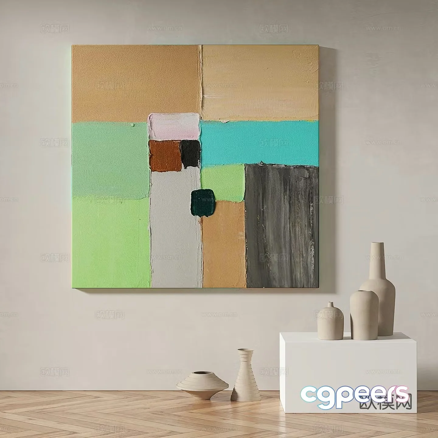 Modern minimalist abstract decorative painting 3d model