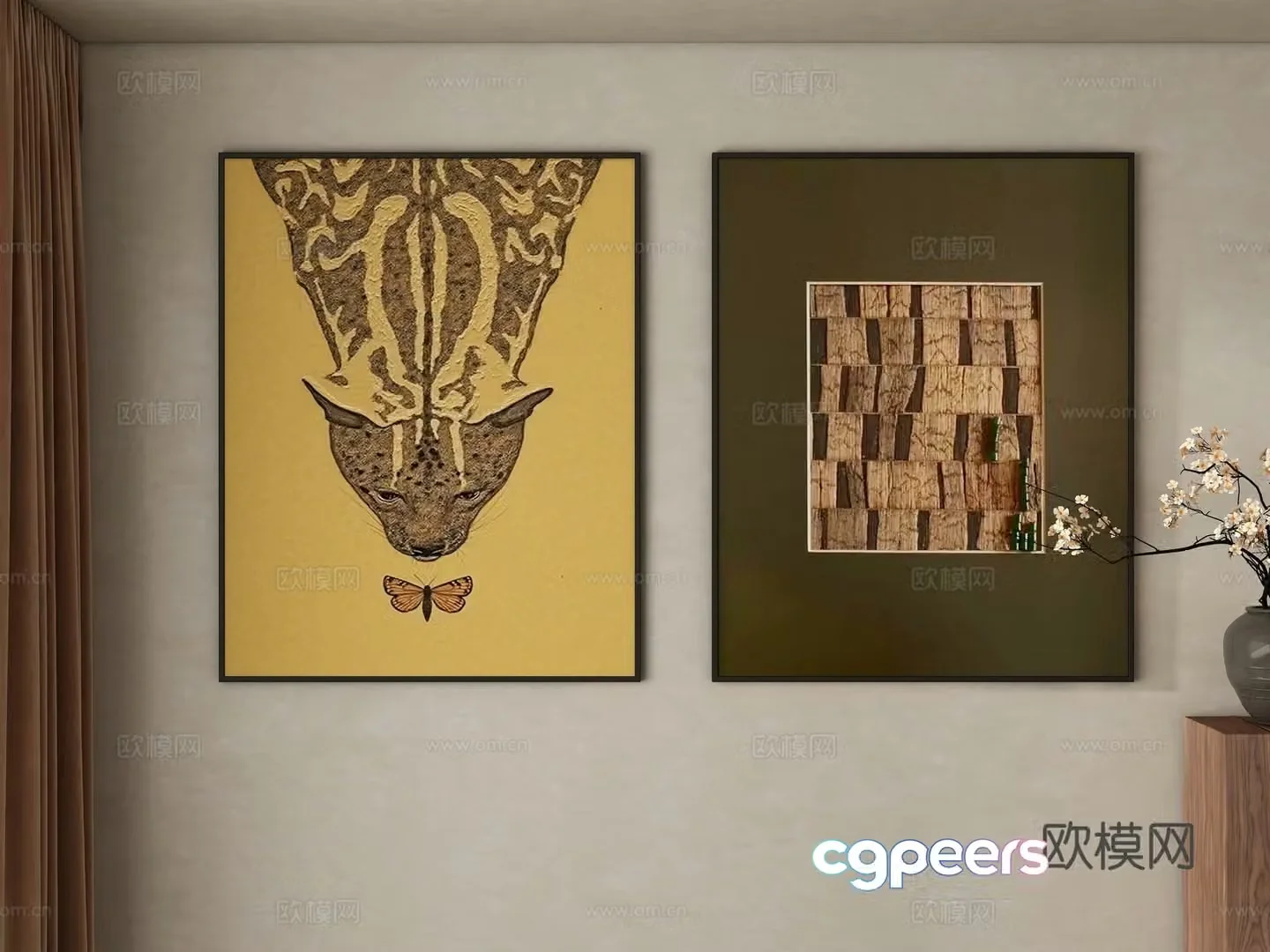 Middle-aged abstract hanging paintings decorative paintings 3d model