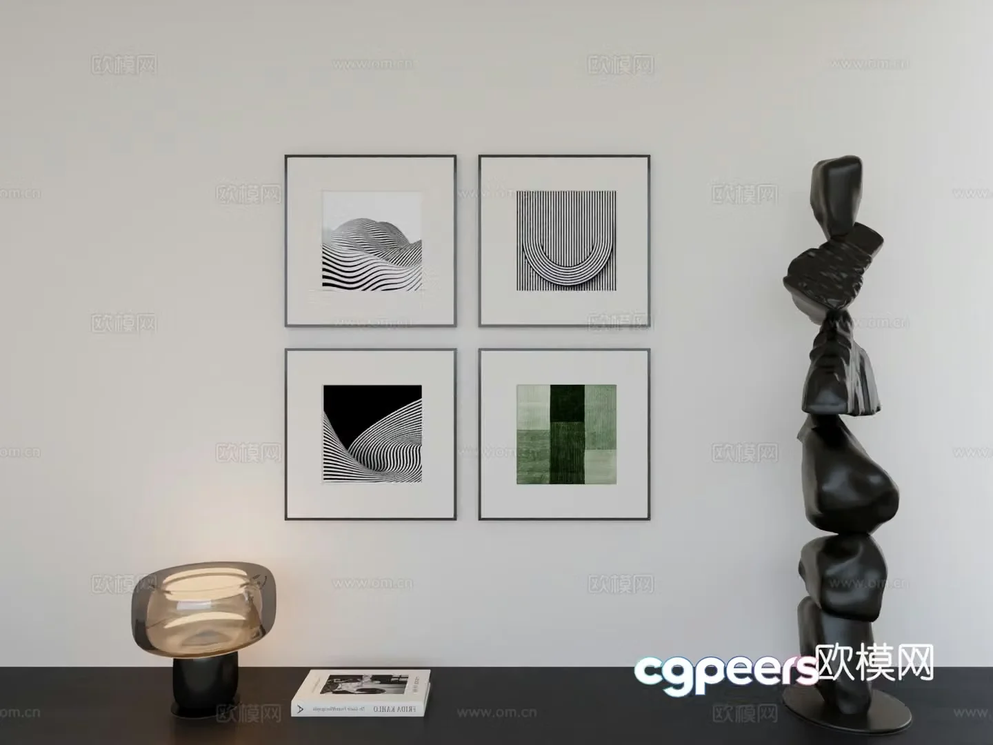 Modern minimalist hanging painting minimalist array hanging painting 3D model