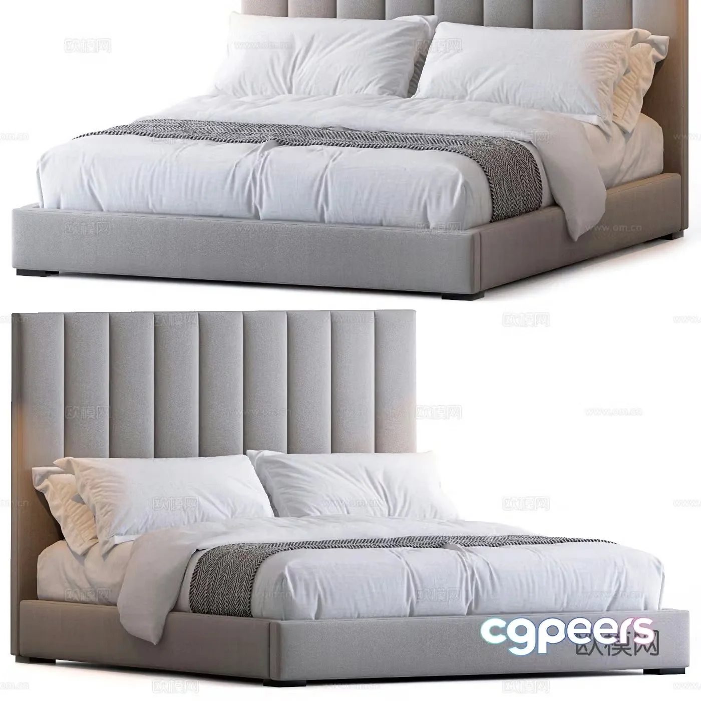 RH simple double bed 3d model
