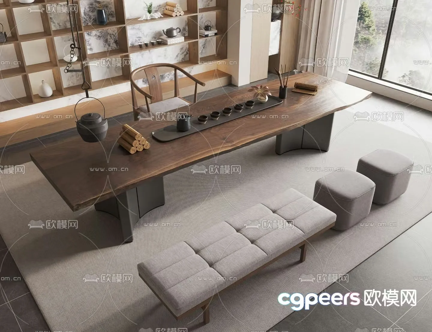 New Chinese style tea table tea table 3d model