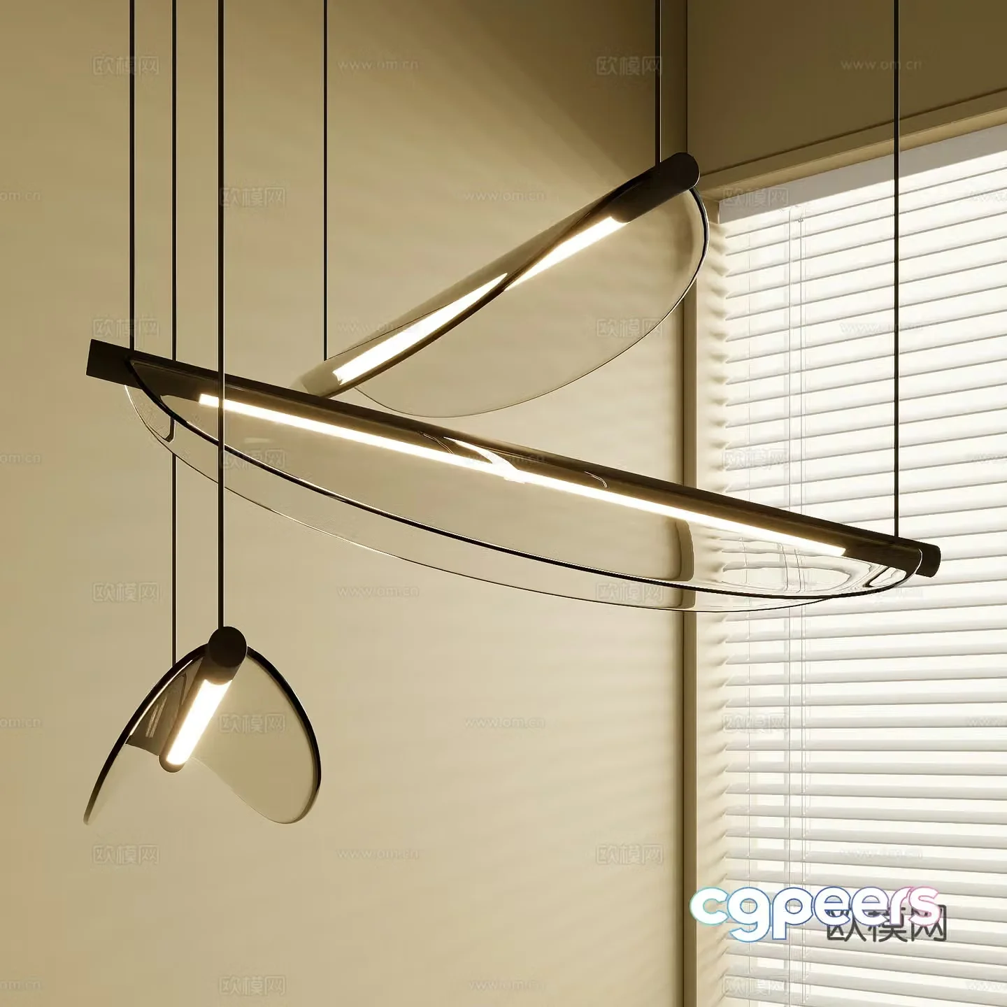 Modern glass chandelier 3d model