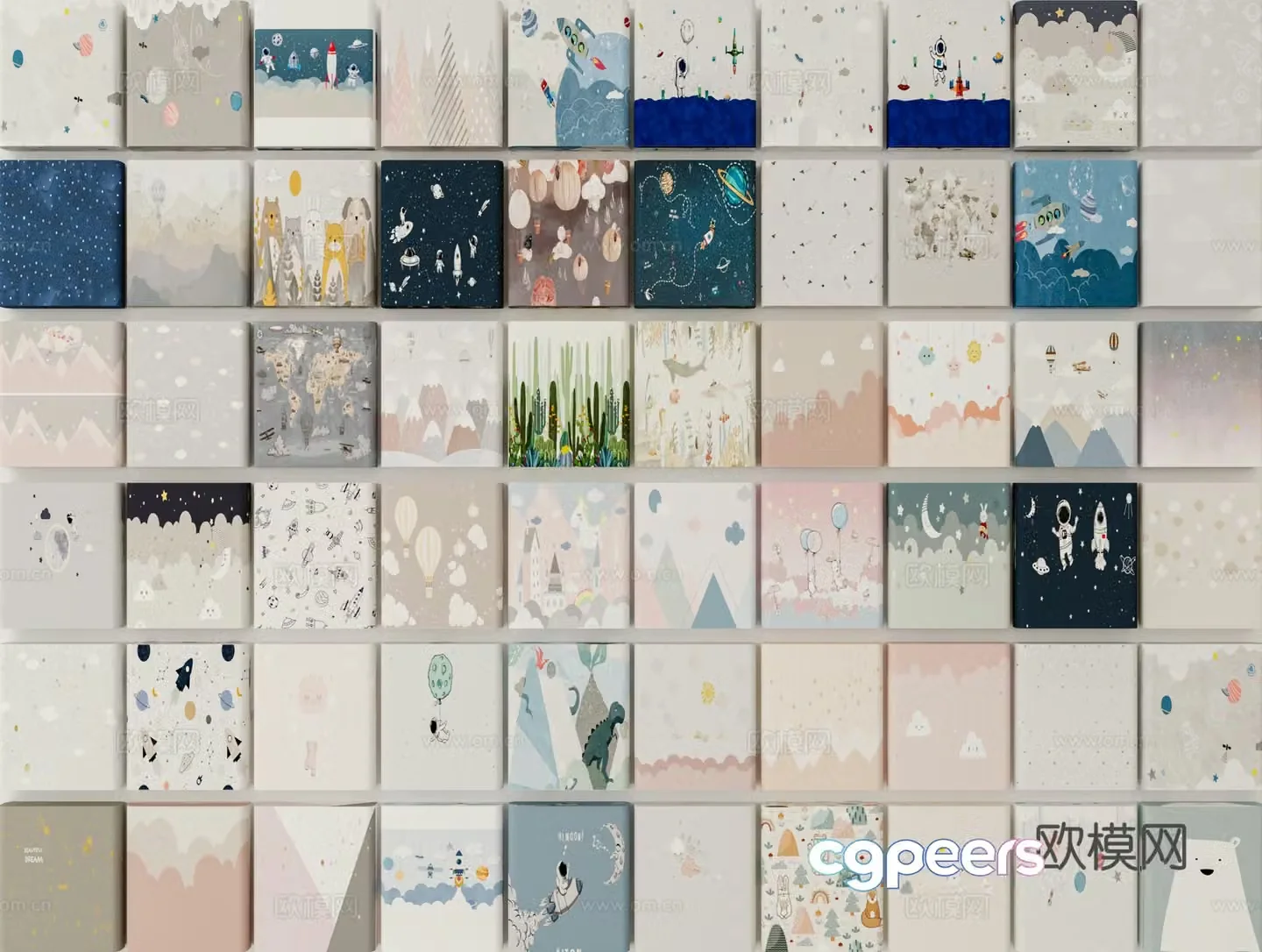 Modern wall covering children’s room wall covering wallpaper texture 3d model