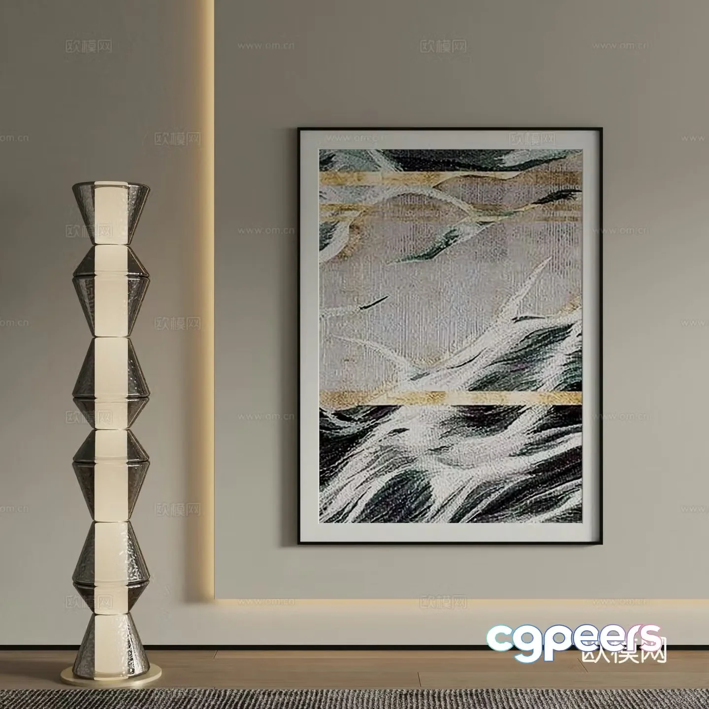 Modern abstract painting Decorative painting 3d model