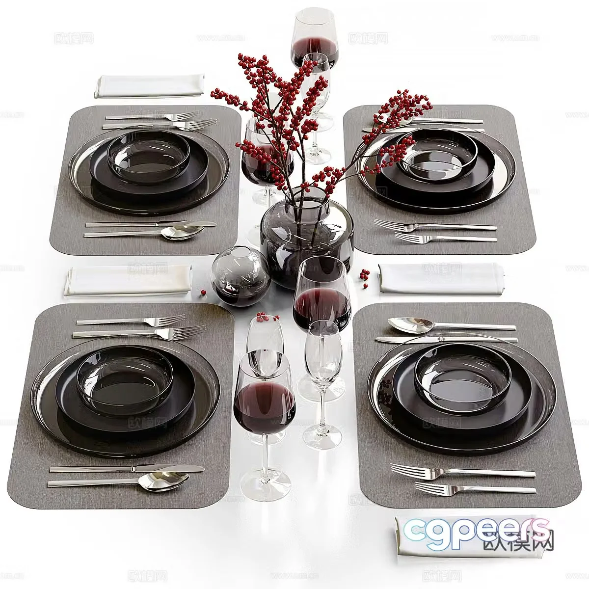 New Chinese style light luxury tableware 3D model