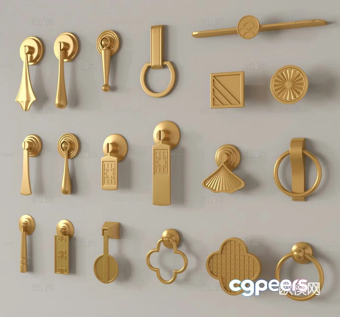 Brass handle cabinet door handle broken door handle 3d model