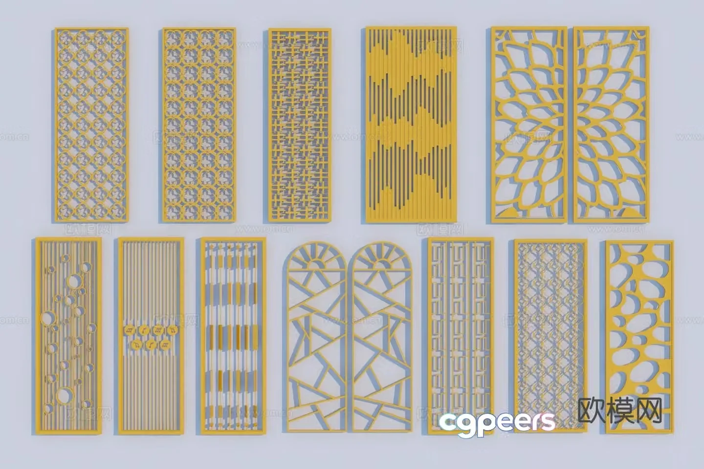 Modern metal screen partition 3d model