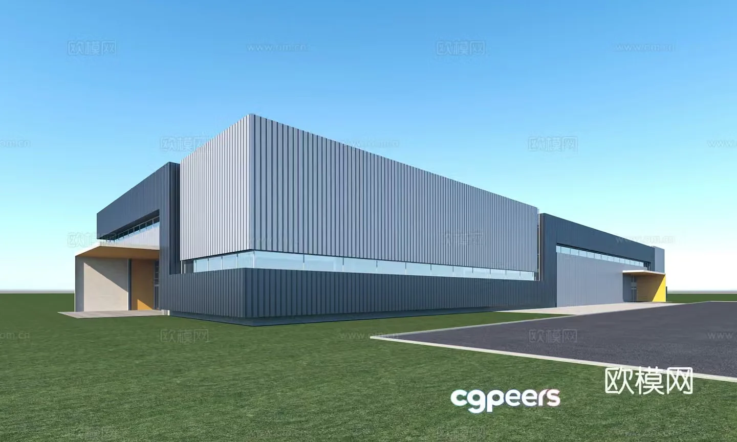 3D model of modern factory building appearance