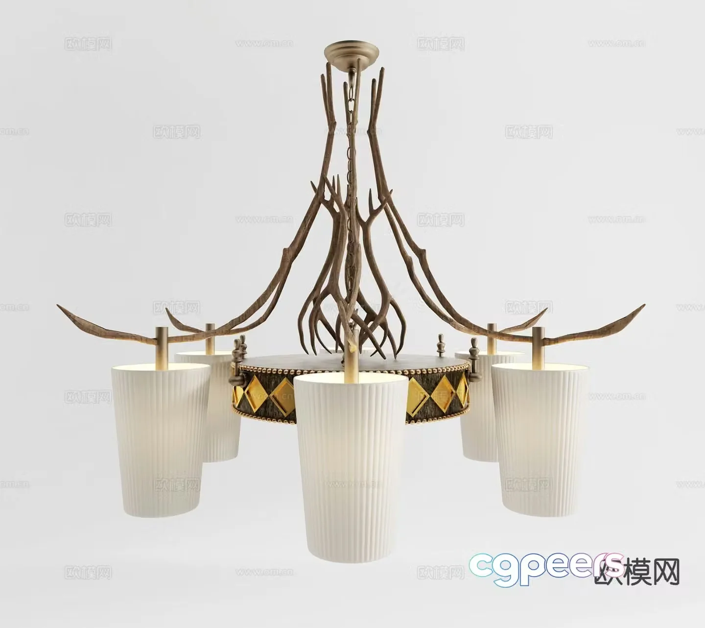 American pastoral chandelier branch chandelier 3d model