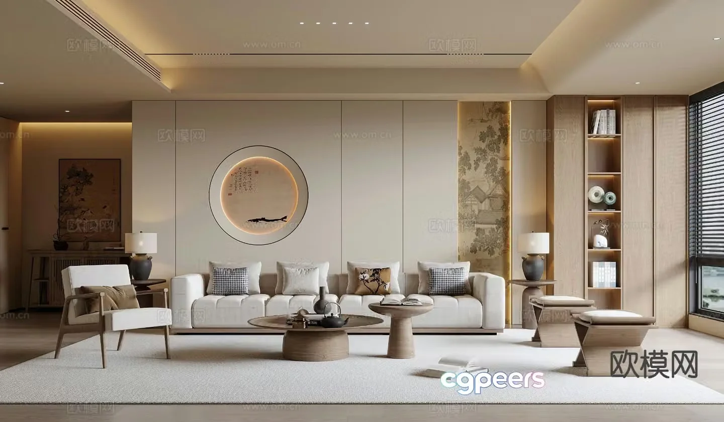 New Chinese-style living room Song-style living room 3D model