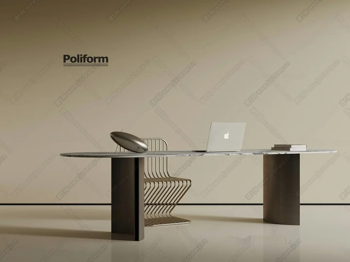 A Modern Office Desk 3D Model – 17380 – VRAY Render