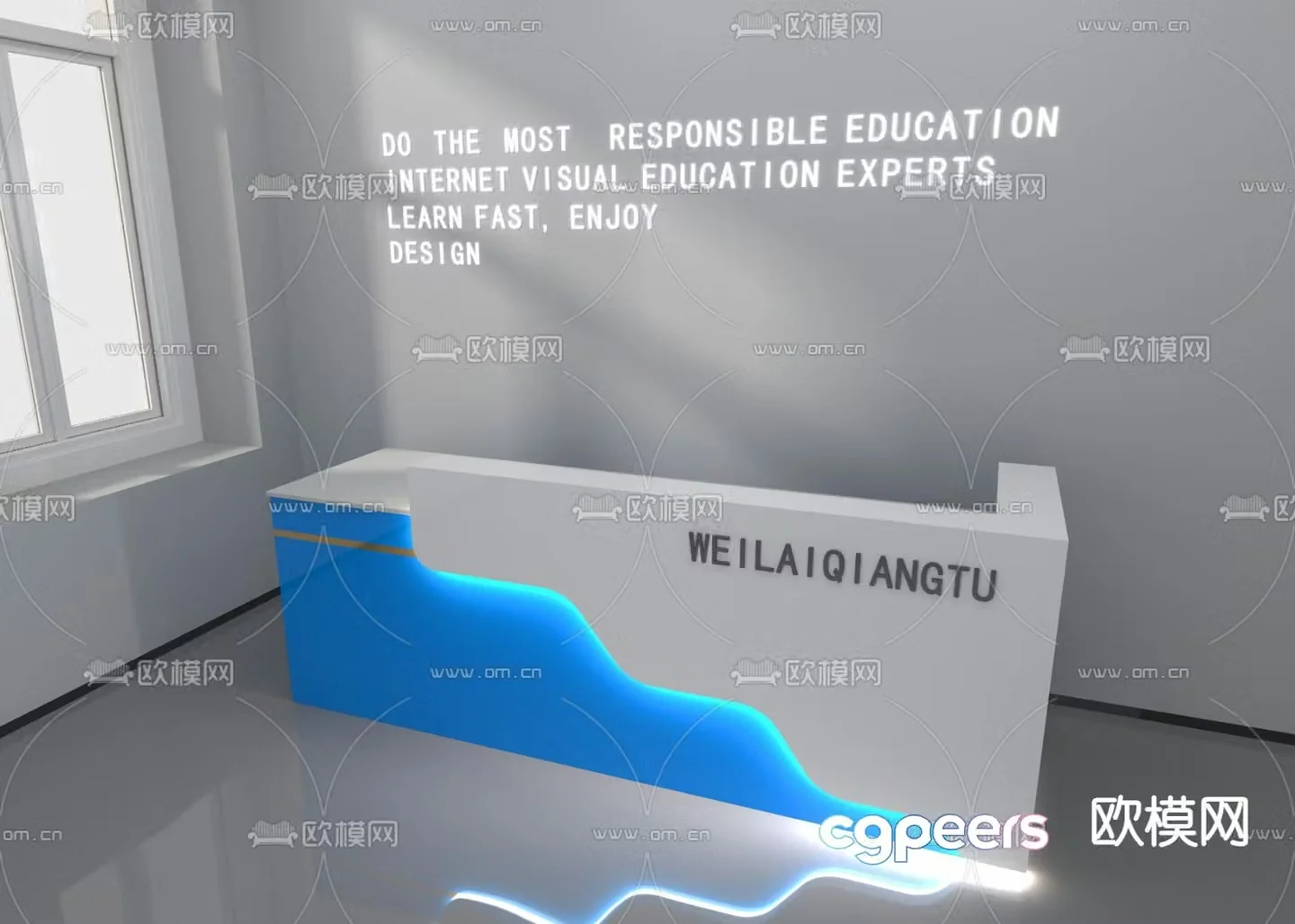Front desk reception desk 3d model