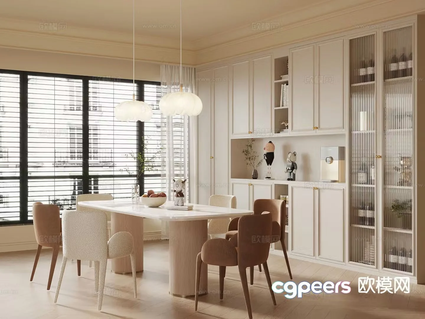 Cream style restaurant 3d model