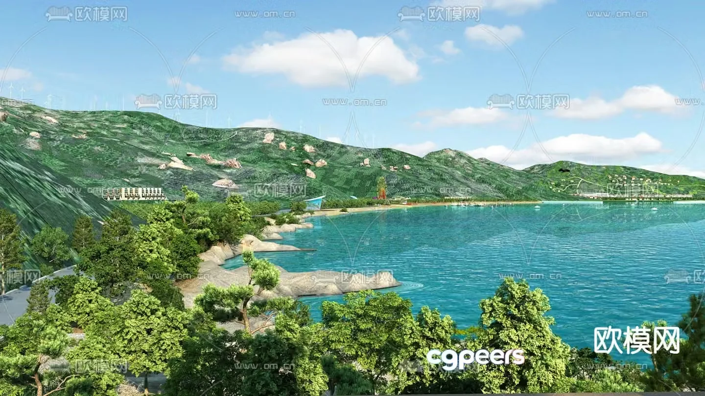 Waterfront landscape park landscape 3d model