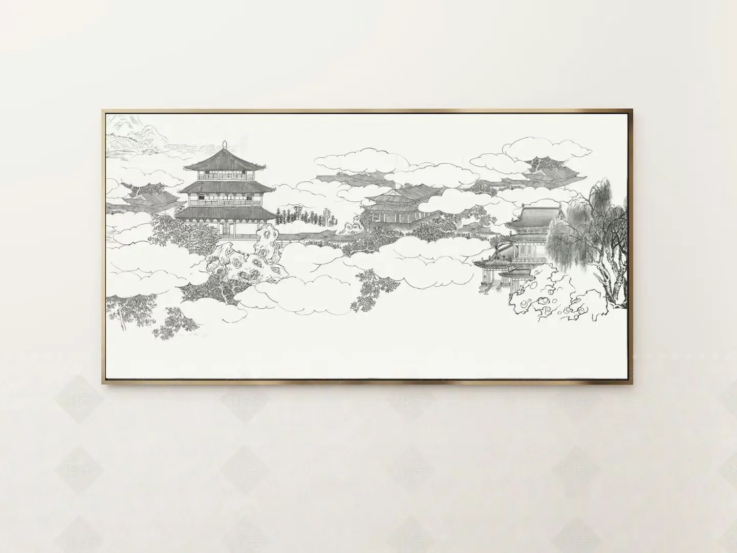 A Framed Picture Of A Chinese Landscape 3D Model – 15538 – VRAY Render