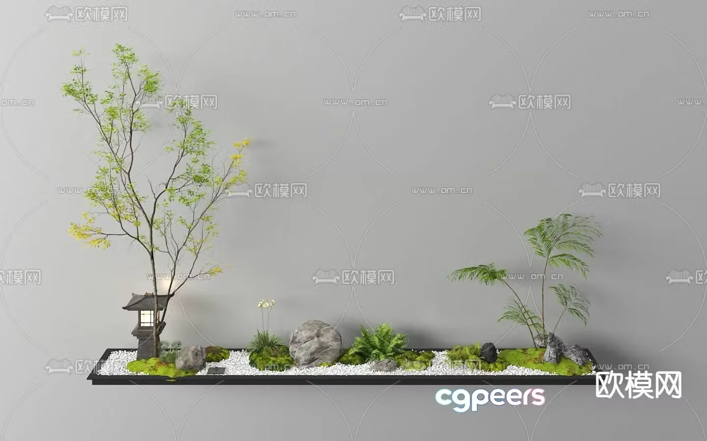 Indoor landscaping plant pile micro terrain 3d model