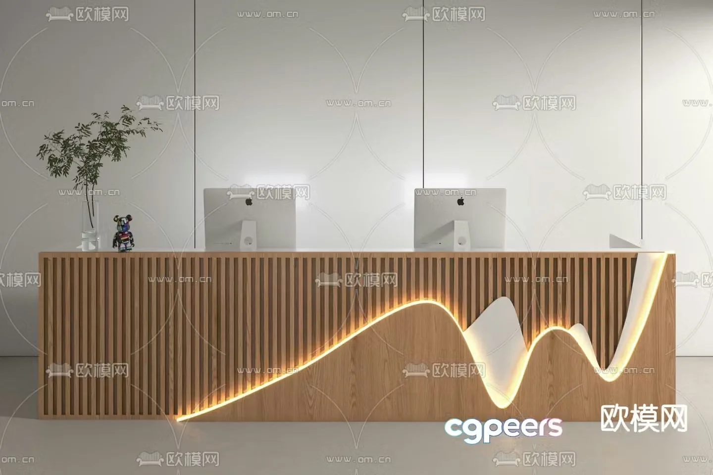 reception desk front desk 3d model